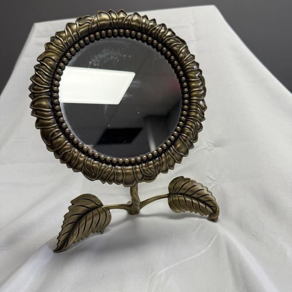 Vintage Andrea by Sadek Desk Mirror Sunflower Brass Frame 10" - Picture 1 of 6